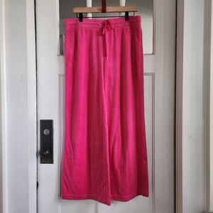 IMNYC Barbiecore Pink Velour Wide Leg Stretchy Pants, Sz M